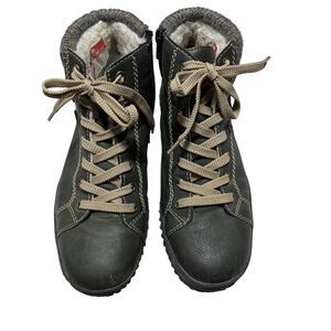 Rieker Boots 40 8‎ 1/2 Leather Lined Ankle Zipper Lace Comfort Hiking